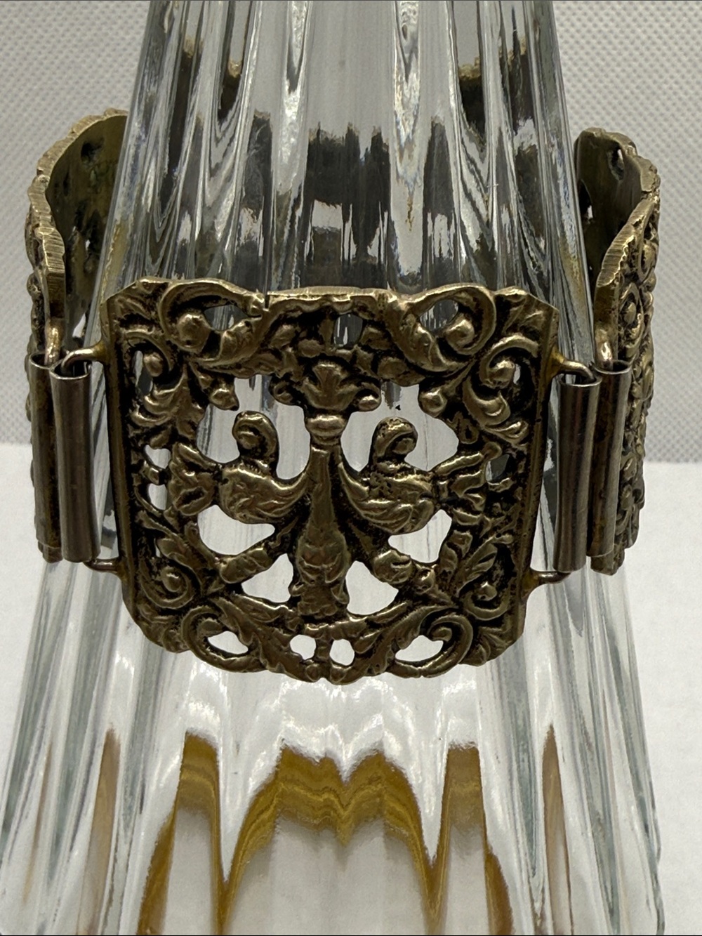 Vintage huge gorgeous open Ornate Brass-Tone Filigree art nouveau Bracelet wowza